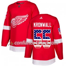 Adidas Maillot de Hockey Detroit Red Wings Niklas Kronwall 55 2017-2018 Rouge USA Flag Fashion Authentic - Homme